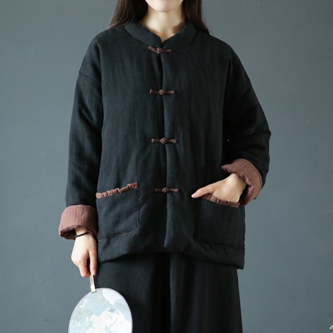 Women's Retro Quilted Jacket Featuring Hand-Drawn Circle Design main image 1