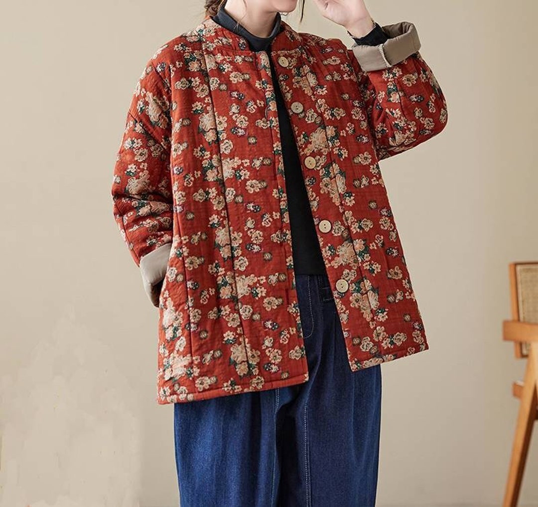 Pattern Quilted Jacket, Boho Quilted Jacket, Women's Printed Cotton ...