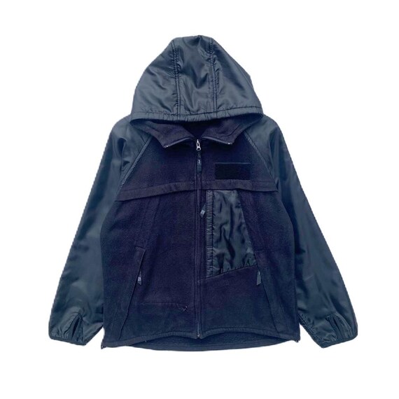 PPFM フード付きナイロンジャンパー 00's Y2K サイズL Vintage PPFM Fleece Nylon Hoodie Black Colour Sweater Full Zipper