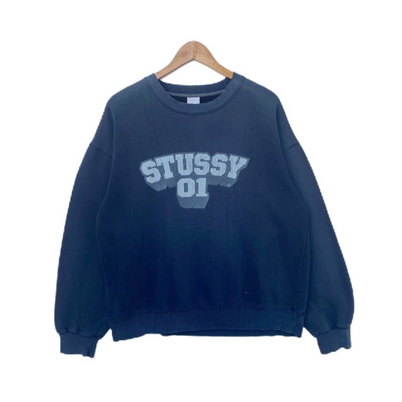 Vintage Distressed STUSSY 01 Sweatshirt Sweater Black Colour