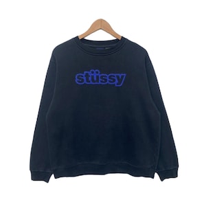 ヴィンテージ STUSSY スウェットシャツ セーター ブラック カラー セーター プルオーバー ジャンパー ミディアム ラージ サイズ クルーネック ストリートウェア ドープ アメリカ製