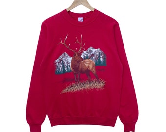 YUNY Men Christmas Theme Oversize Elk Knitted Pullover Sweaters Navy Blue S