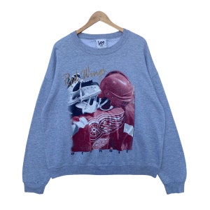 Vintage DETROIT RED WINGS Nhl Sweatshirt Sweater Crew Neck Pullover National Hockey League American Extra Large Size Usa Gray Colour Vtg 90s