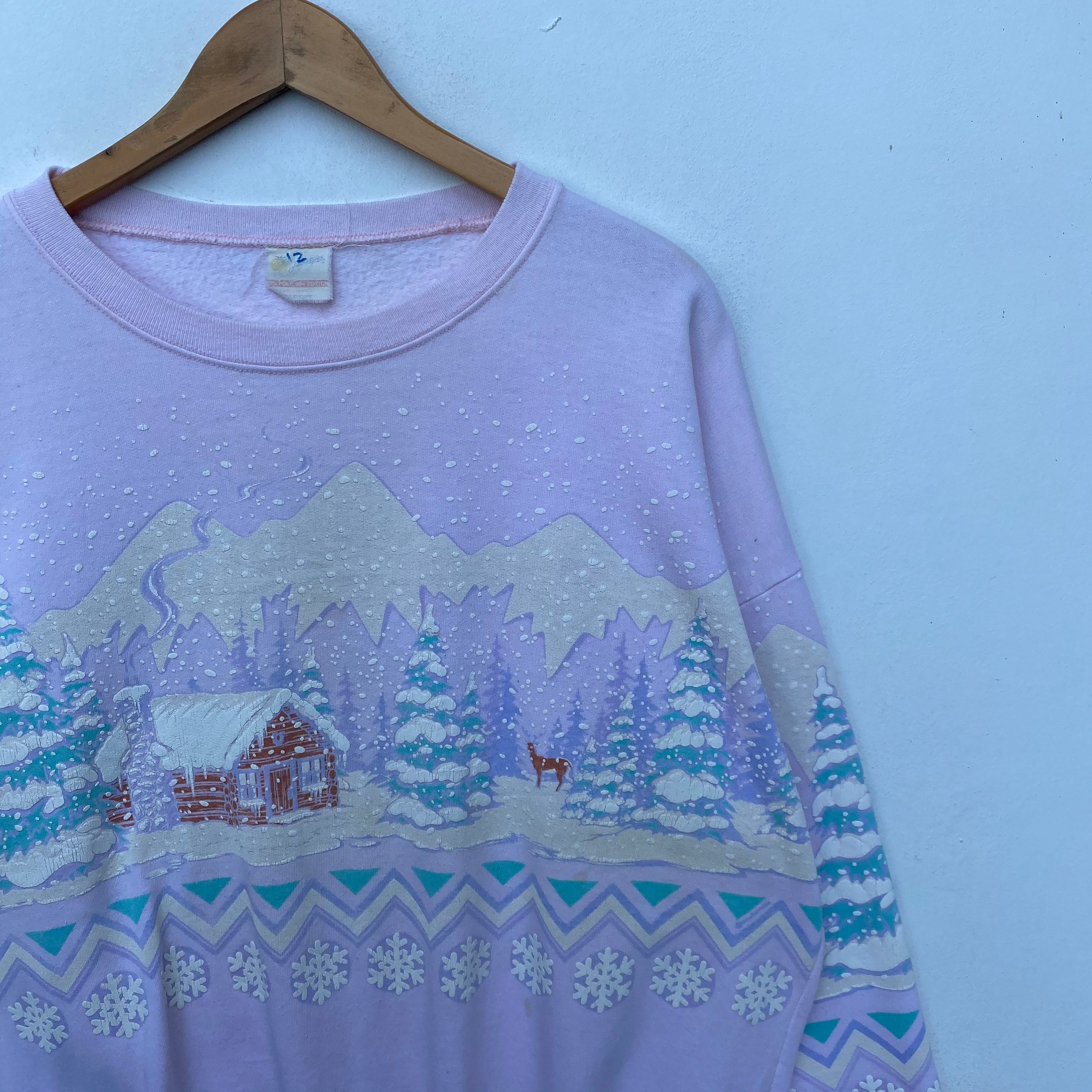 Vintage Winter Snow Forest Sweatshirt Sweater Pullover Jumper Hip Hop