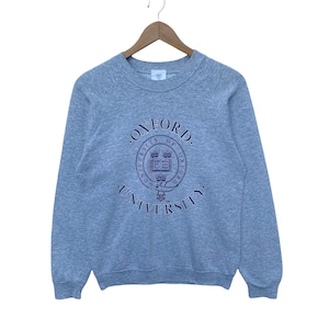 Vintage OXFORD UNIVERSITY Sweatshirt Sweater Pullover Jumper Grey Colour Small size Streetwear Sportswear Shirt Crew Neck Vtg 90s