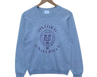 Vintage OXFORD UNIVERSITY Sweatshirt Sweater Pullover Jumper Grey Colour Small size Streetwear Sportswear Shirt Crew Neck Vtg 90s