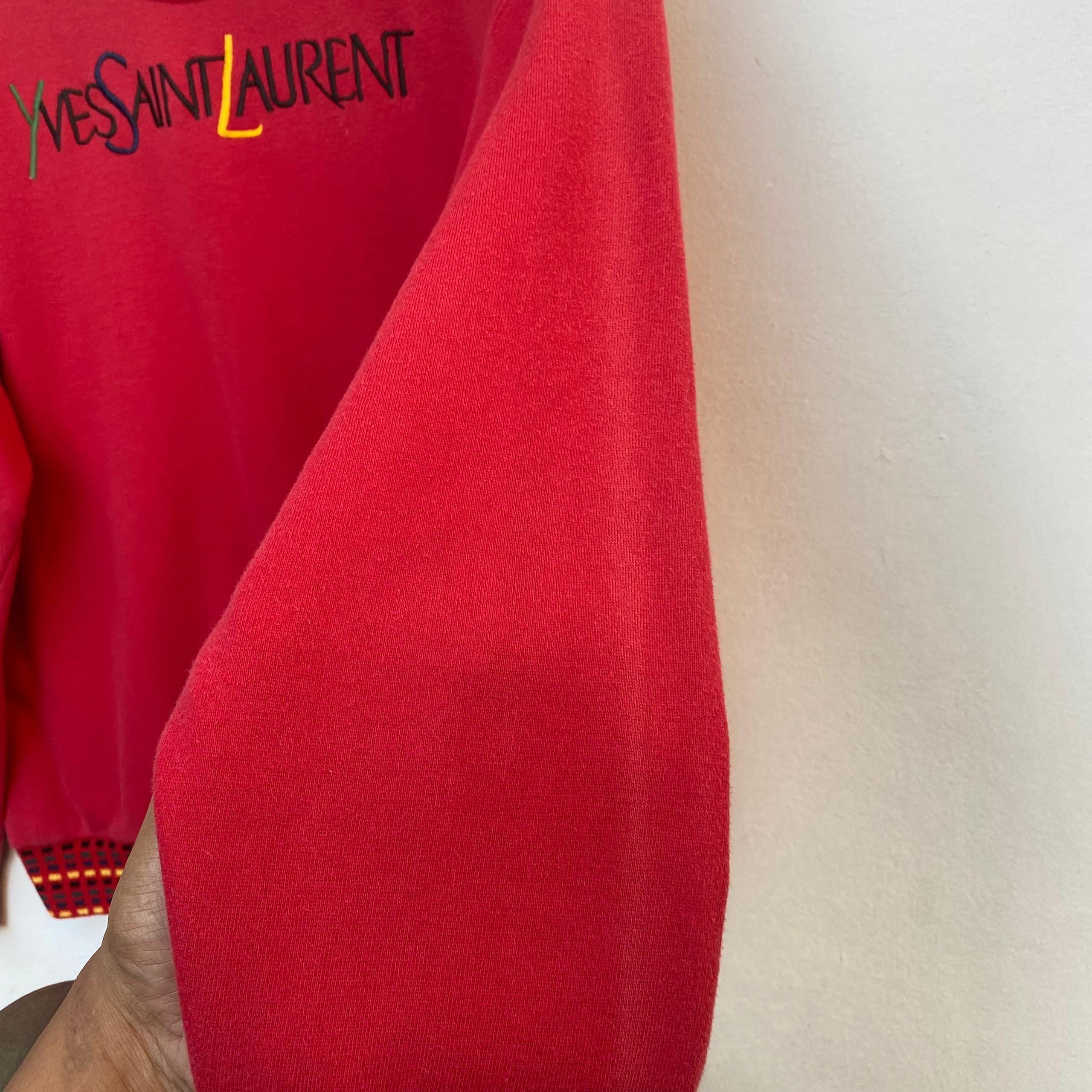 Vintage YVES SAINT LAURENT Sweatshirt Sweater Embroidery Small 
