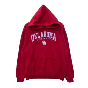 OKLAHOMA UNIVERSITY SOONERS Hoodie Sweater Pullover Jumper Large Size Long Sleeve Maroon Shirt College Usa