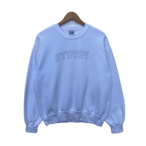 Vintage STUSSY Sweatshirt Sweater White Colour Sweater Pullover Jumper Hip Hop Swag Rap Large Size Usa Crew Neck Streetwear Dope