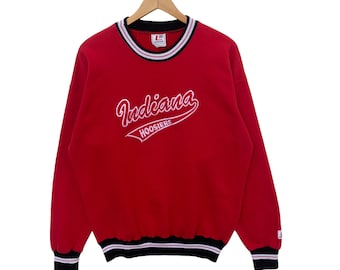 Vintage INDIANA UNIVERSITY Hoosiers Sweatshirt Sweater Long Sleeve Red Colour Shirt vtg 90s Large Streetwear