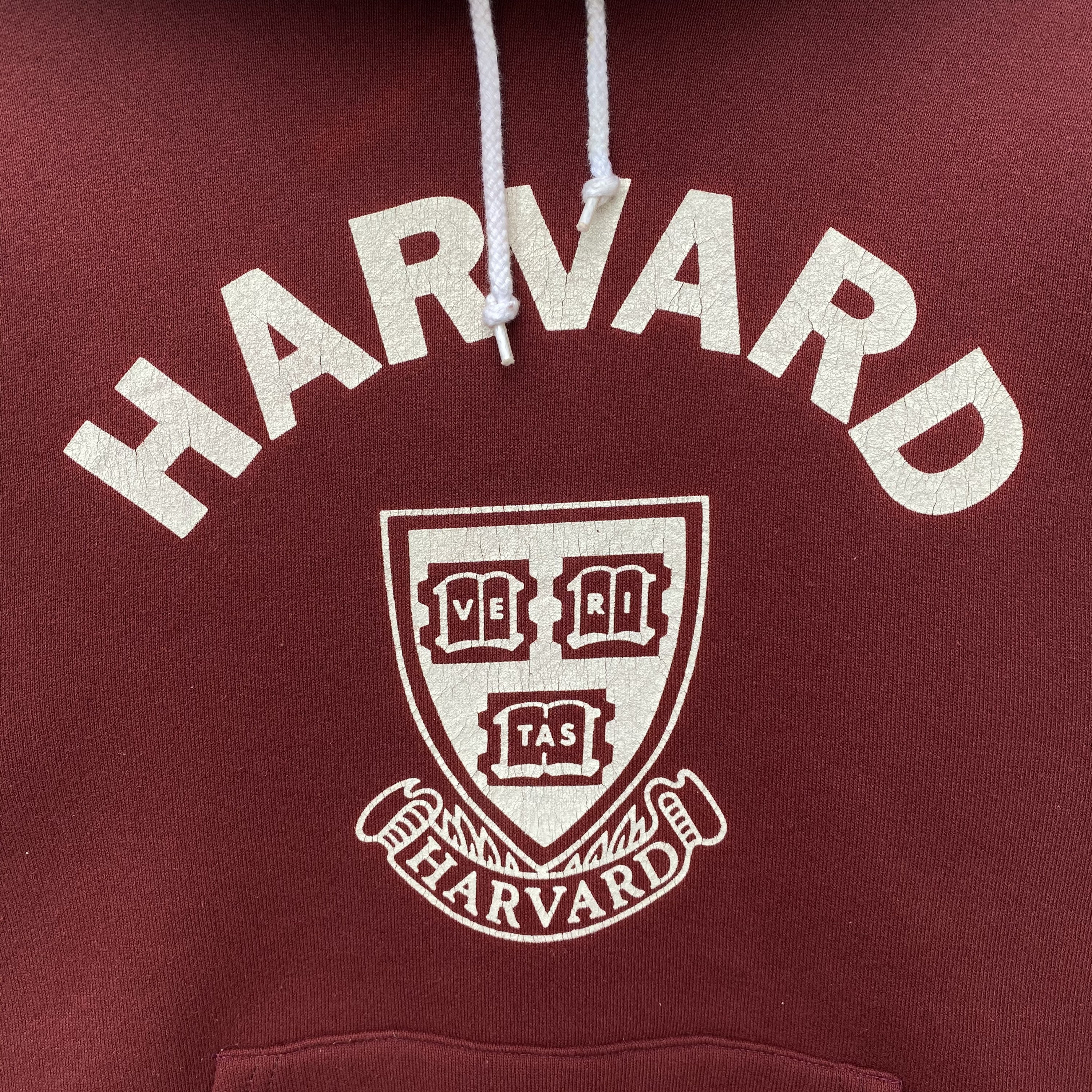 Vintage HARVARD Hoodie Sweater Pullover Jumper Maroon Long