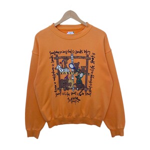 Vintage CASTLEBAJAC Sport Sweatshirt Pullover Large Size Crew Neck Langarm Shirt Vtg 90er Orange Farbe Streetwear Dope
