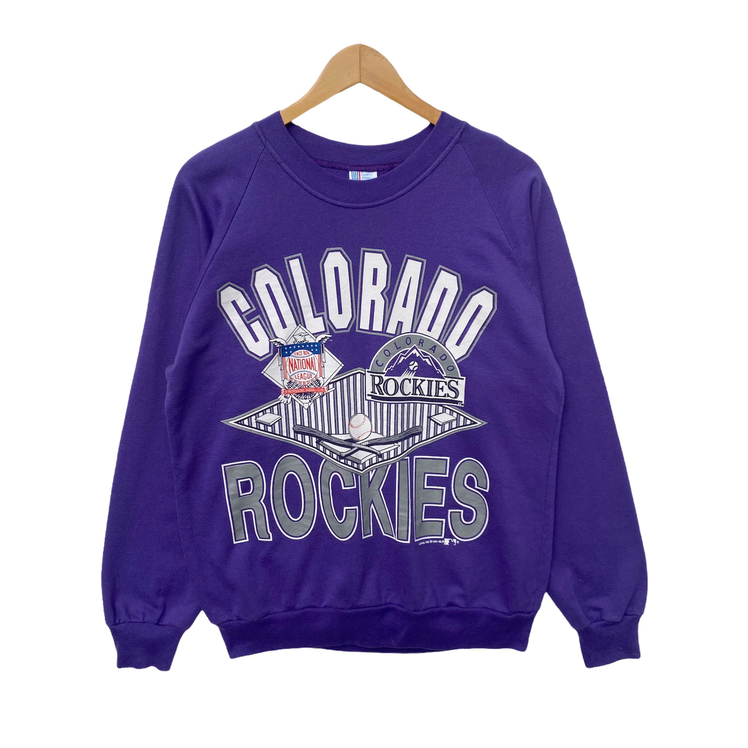 Vintage 1991 COLORADO ROCKIES MLB Sweatshirt Sweater Crew Neck Large Size Pullover Jumper Purple Vtg 90s Major League Baseball American Etsy