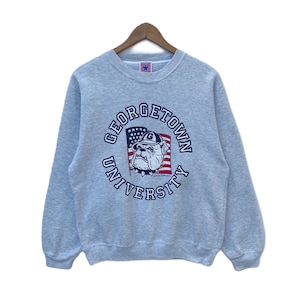 Vintage 1992 GEORGETOWN UNIVERSITY Sweatshirt trui ronde hals groot formaat trui VTG jaren 90 grijze kleur lange mouw College