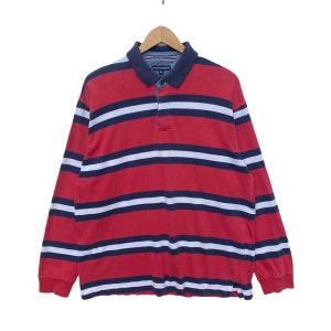 Polo Shirt Striped Pullover Streetwear Extra Large Size Collared Stripe Long Sleeve Shirt Sports