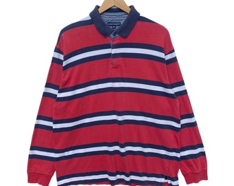 Polo Shirt Striped Pullover Streetwear Extra Large Size Collared Stripe Long Sleeve Shirt Sports