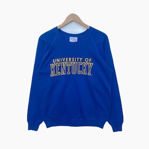 Vintage UNIVERSITY OF KENTUCKY Sweatshirt Sweater Pullover Jumper Medium Large Size Long Sleeve Blue College Usa State Crew Neck