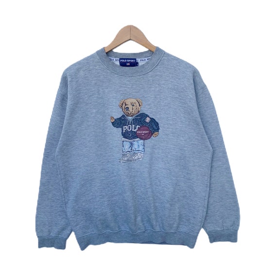 POLO BEAR FLAG CREWNECK SWEATER NAVY