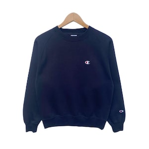 Vintage CHAMPION Sweatshirt Sweater Pullover Jumper Crew Neck Long Sleeve Swag Shirt Vtg 90s Dark Blue Gray Medium Size