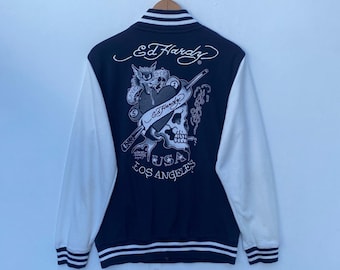 Vintage Y2K Ed Hardy Womens Quilted Jacket With Gold & Multicolor