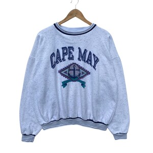 vintage CAPE MAY Sweatshirt Pull Pull Pull Pull PullEr Manches Longues Tee Shirt Gris Couleur 90s Vtg Extra Grande Taille Crew Neck Streetwear Usa