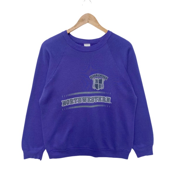 Vintage NORTHWESTERN UNIVERSITY WILDCATS Sweatshirt Sweater Pullover Jumper Long Sleeve Purple Shirt Vtg 90s Medium Size Streetwear
