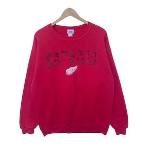 Vintage DETROIT RED WINGS Nhl Sweatshirt Sweater Crew Neck Pullover National Hockey League American Large Size Usa Red Colour Vtg 90s
