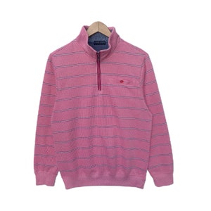 Medium Size Pink Stripe Sweatshirt Sweater Pullover Jumper Long Sleeve Stripe Tee Shirt 90s Vtg Streetwear Striped