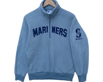 Vintage SEATTLE MARINERS MLB Sweatshirt Sweater Half Zipper Medium Size Pullover Jumper Gray Vtg 90s Major League Baseball American