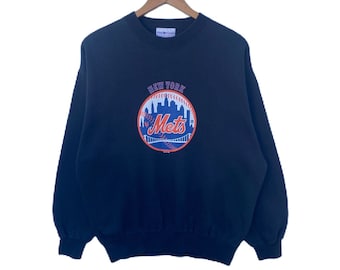 Vintage 1998 New York METS Sweatshirt Pullover Jumper MLB Baseball Sportswear Streetwear Large Size Vtg 90s Black Colour Etsy