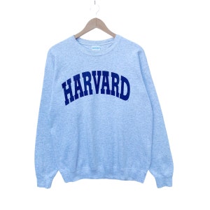 Vintage HARVARD Sweatshirt Sweater Pullover Jumper Long Sleeve Crew Neck Gray Shirt Vtg 90s Large Size College Usa University