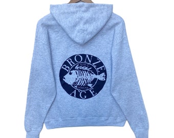 BRONZE AGE Hoodie Grey Sweater Pullover Surf and Skate Medium Size 