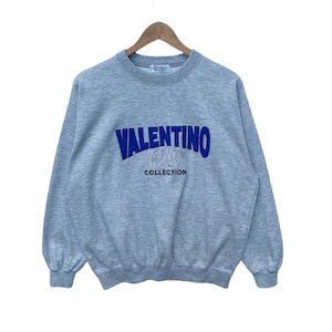 Vintage VALENTINO NERVINI Sweatshirt Sweater Pullover Jumper Large Size Crew Neck Long Sleeve Swag Shirt Vtg 90s Italy Gray