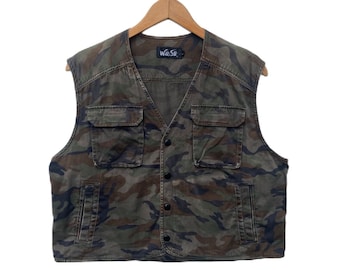 Multi-pocket Camouflage Vest Multi Purpose Equipment Sleeveless jacket L Size Button Jacket Fishing Hunter Camo