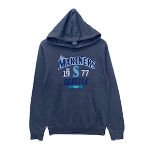 SEATTLE MARINERS MLB Hoodie Sweater Medium Size Pullover Jumper Dark Grey Major League Baseball American Zipper