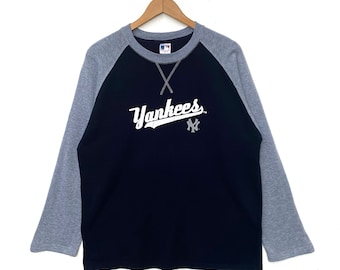 NEW YORK YANKEES Relaksujący strój Koszula z długim rękawem Szary Czarny Sweter Sweter Towary Major League Baseball mlb Bardzo duży rozmiar