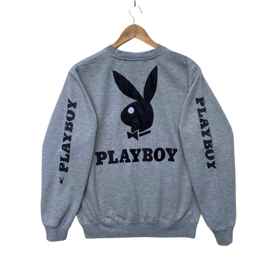 Vintage Playboy embroidery logo 90s grey XL sweatshirt hugh hefner
