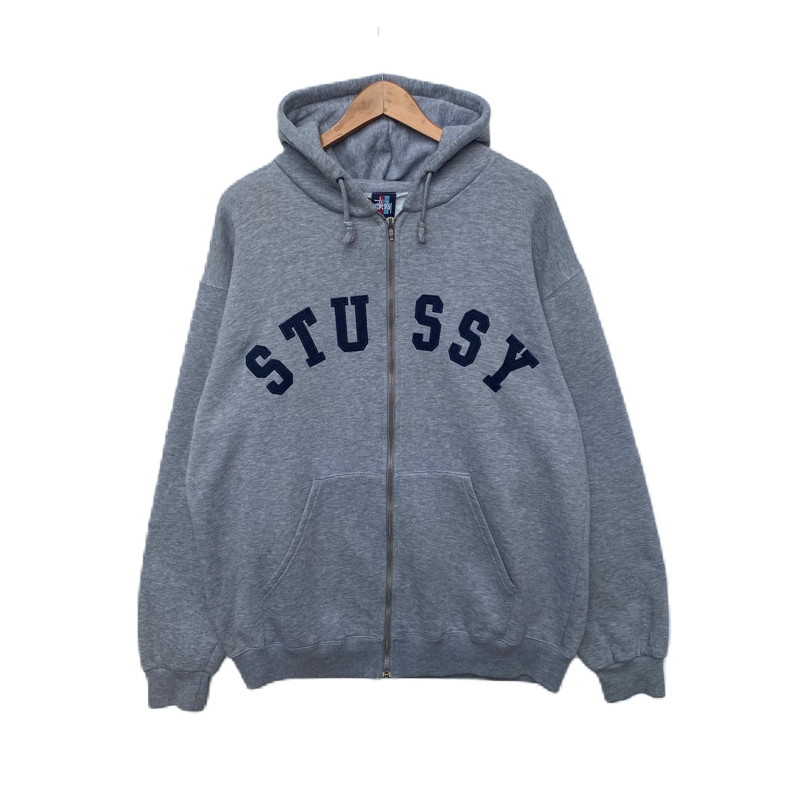 Vintage STUSSY Hoodie Sweater Gray Colour Full Zipper Sweater