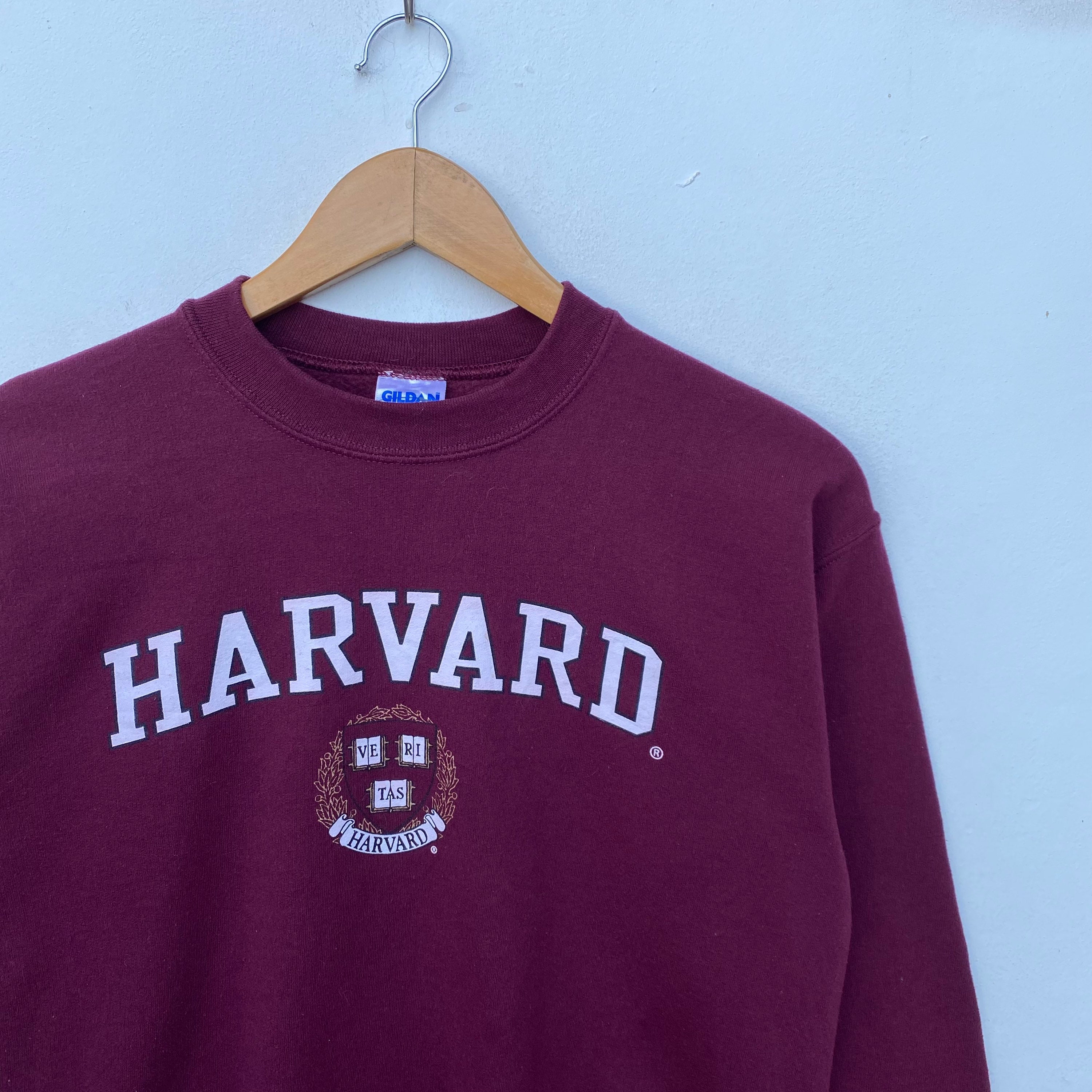 Vintage HARVARD UNIVERSITY Sudadera Suéter Big Spell Out Manga