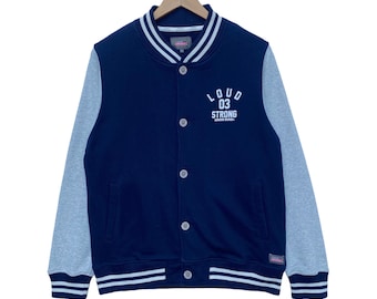 DICKIES Varsity Jacket Button up Long Sleeve Dark Blue Gray Colour XL Size Jacket Streetwear