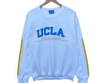 Vintage UCLA Bruins University Of California Sweatshirt Sweater Pullover Jumper Long Sleeve Medium Shirt Los Angeles College White