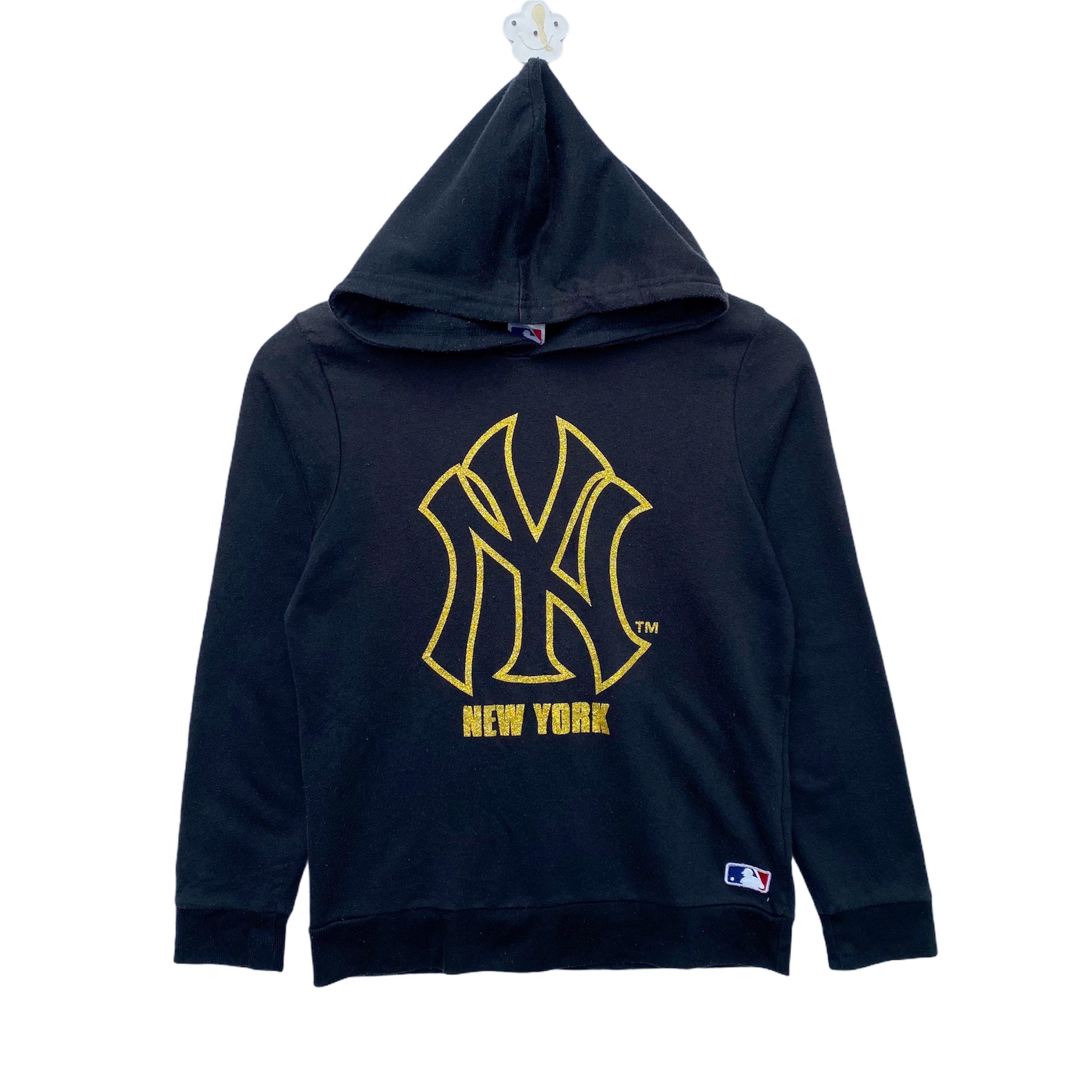 ☆MLB Korea☆ Varsity Vintage Colorblock Hoodie NY Black MLB Unisex Basic Small Logo Oversized Hoodie Zipup NY