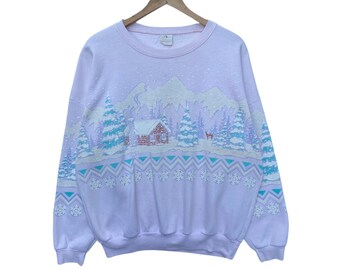 Vintage Winter Snow Forest Sweatshirt Sweater Pullover