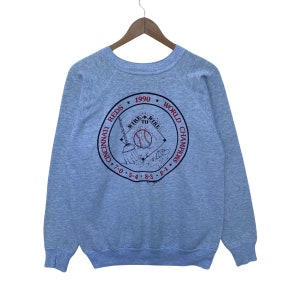 Vintage CINCINNATI REDS Sweatshirt Sweater Crew Neck Large Size Pullover Vtg 90s Gray Colour Long Sleeve College University Mlb Baseball