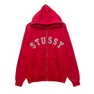 Vintage STUSSY Hoodie Sweater Red Colour Sweater Pullover Jumper