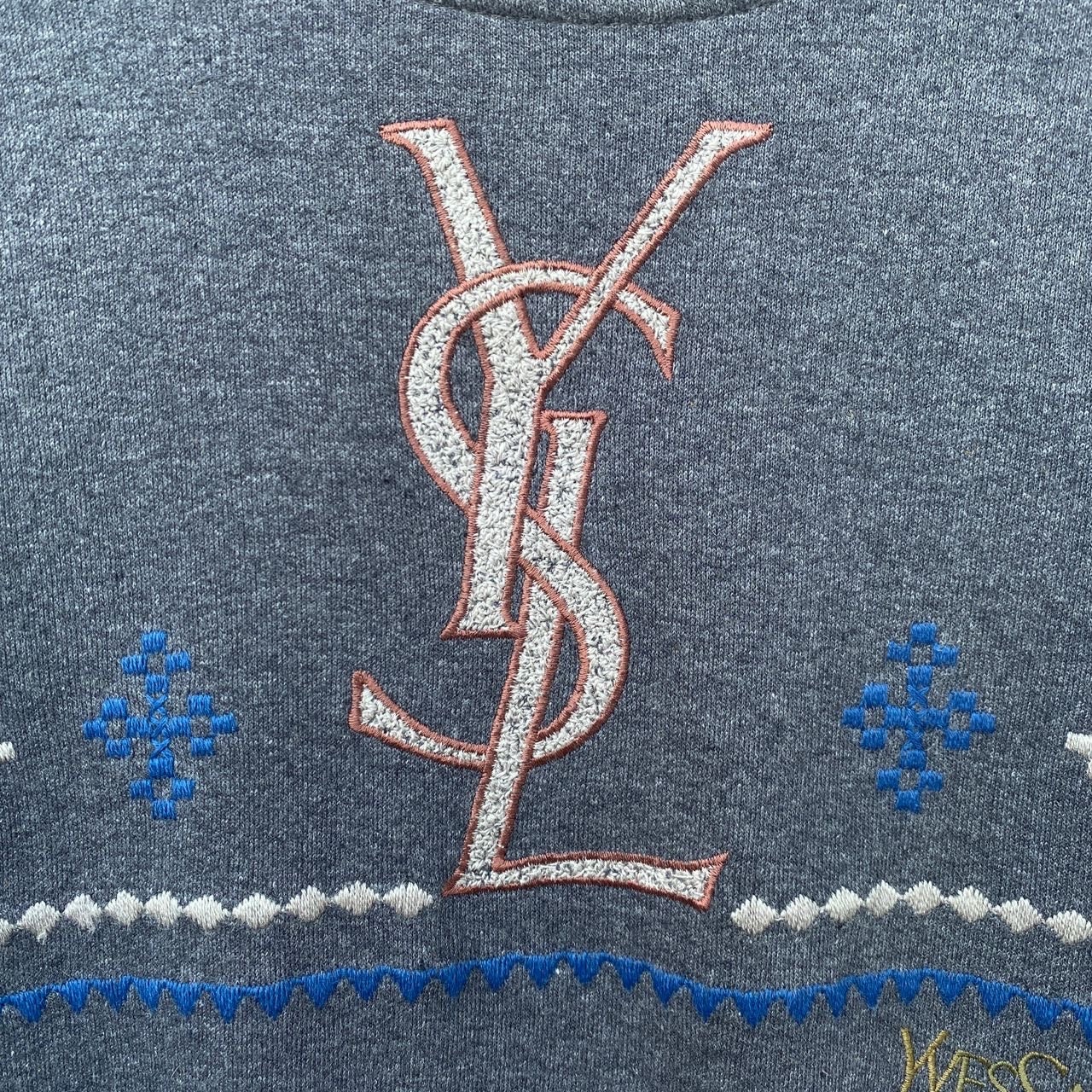ヴィンテージ イヴ サンローラン スウェットシャツ セーター 刺繍 ロゴ