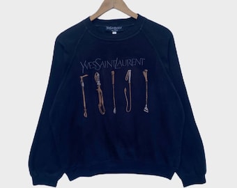 Vintage YVES SAINT LAURENT Sweatshirt Sweater Embroidery Logo Dark