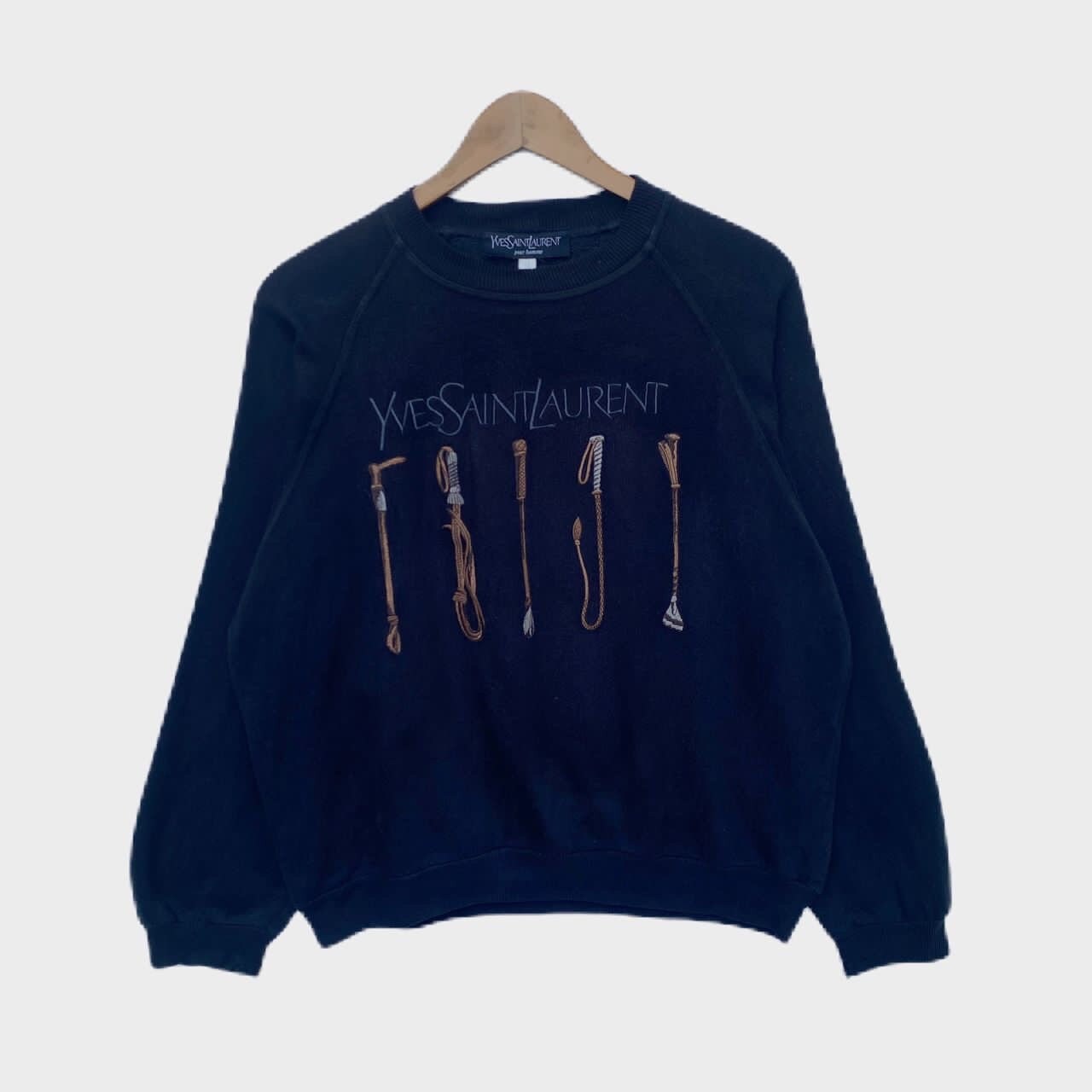 Vintage YVES SAINT LAURENT Sweatshirt Sweater Embroidery Black