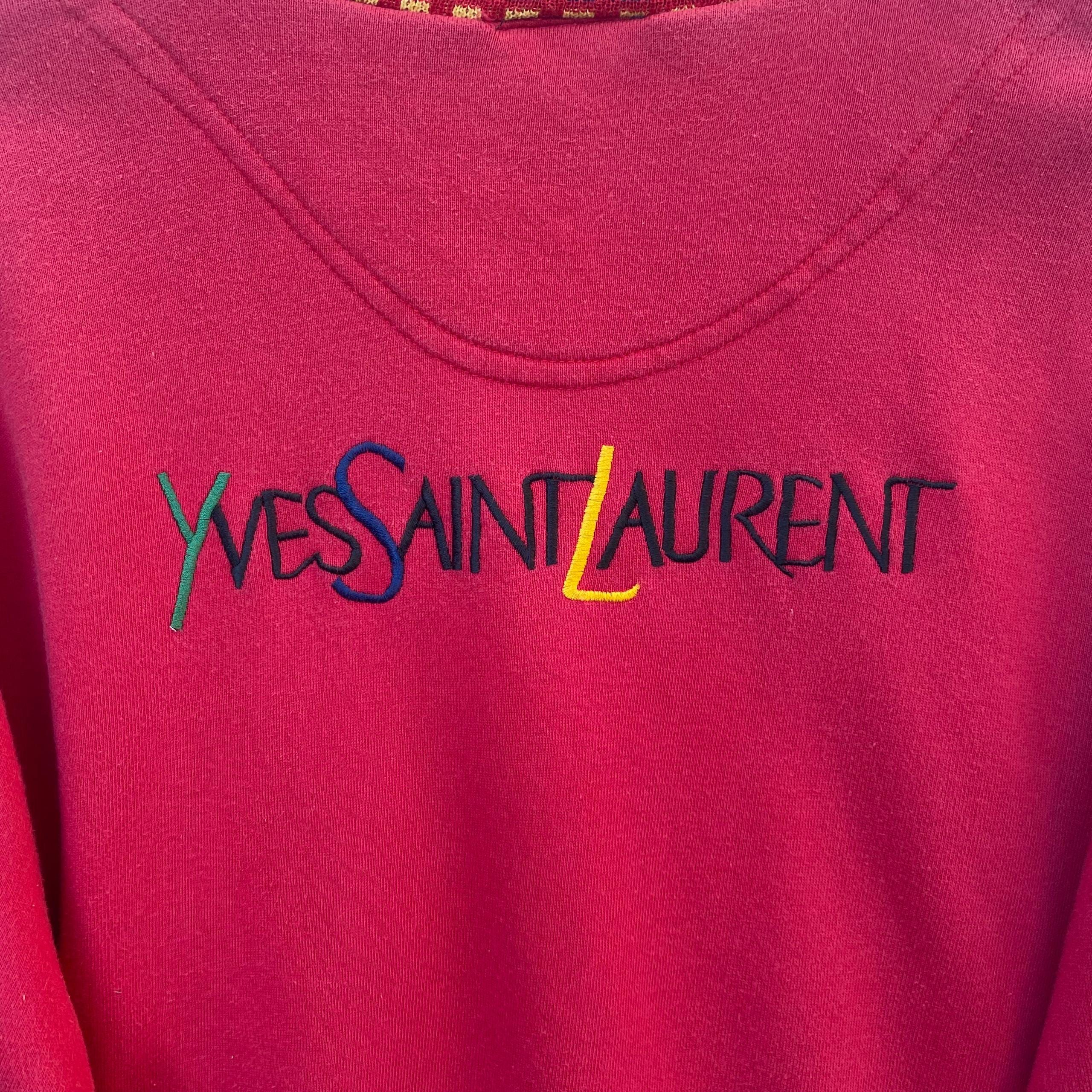 Vintage YVES SAINT LAURENT Sweatshirt Sweater Embroidery Small 