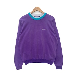Vintage CHAMPION Pullover Long Sleeve Shirt Vtg 90s Purple Large Size